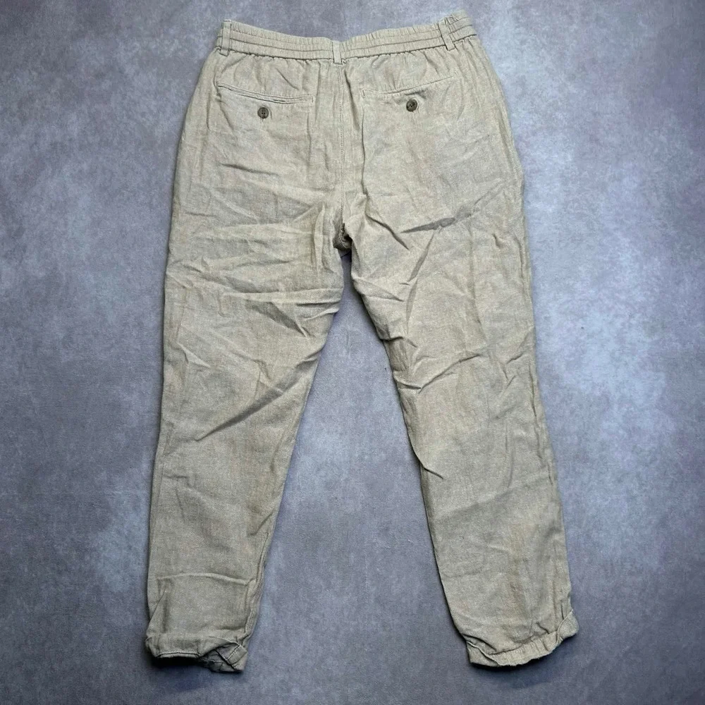 Banana Republic Mens 30x30 Athletic Fit Linen Cotton Blend Tan Khaki Pants